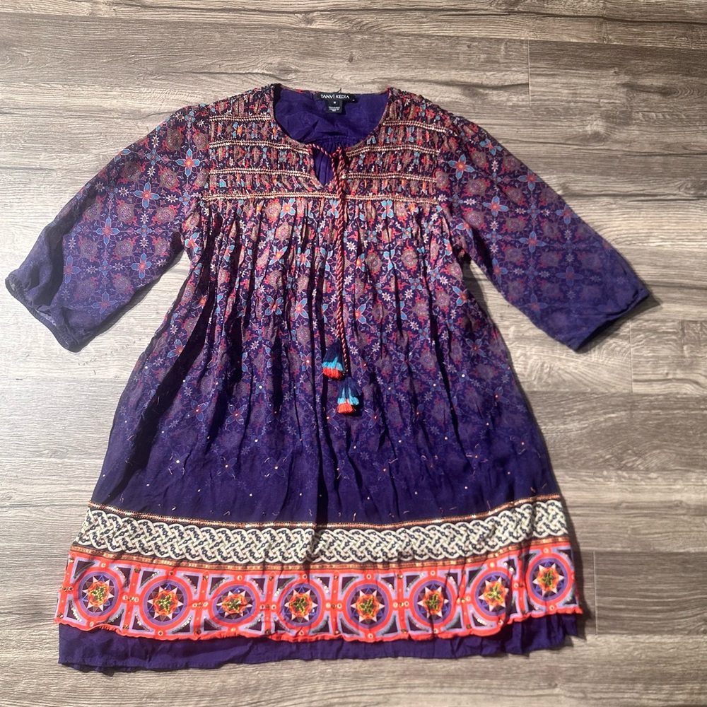ANTHROPOLOGIE- Tanvi Kedia‎ Corinna Tunic Dress Boho
Beaded Tassel Mini.Sz M